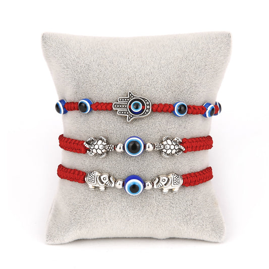 Women's Evil Eye Palm Blue Red Rope Bracelets