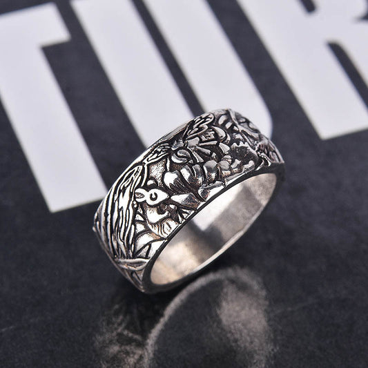 Women's & Men's Animal Cat Catch Mouse Vintage Black Rings