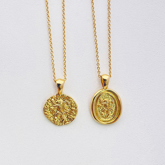 Women's Round Lion Gold-plated Cold Wind Temperament Necklaces
