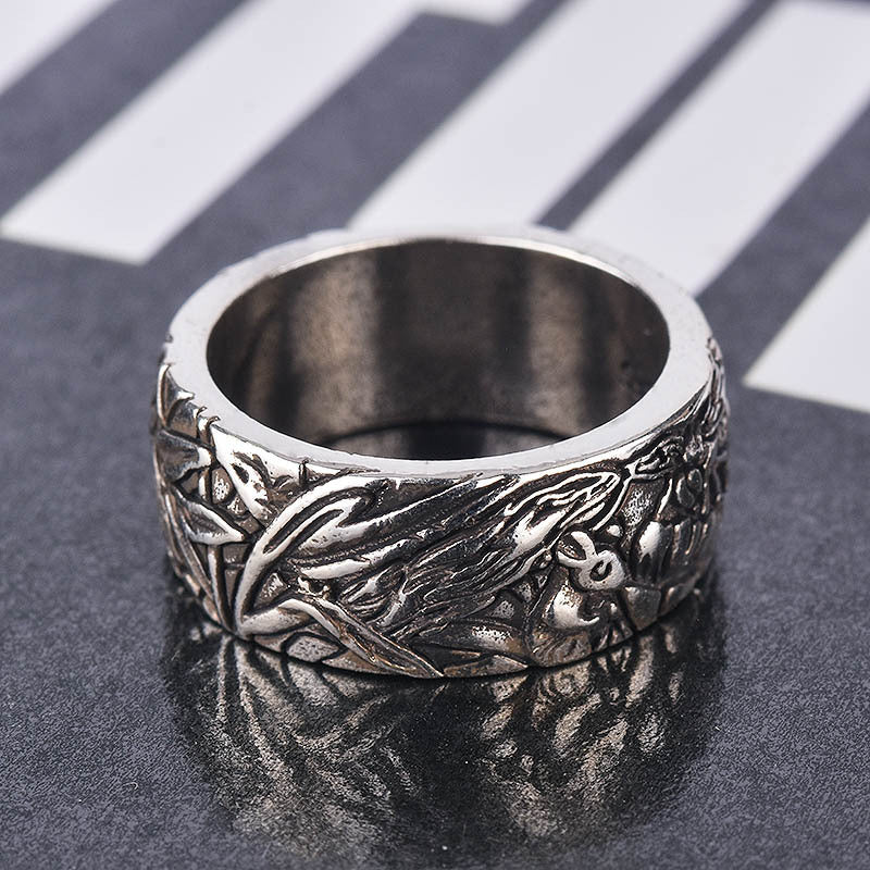 Women's & Men's Animal Cat Catch Mouse Vintage Black Rings