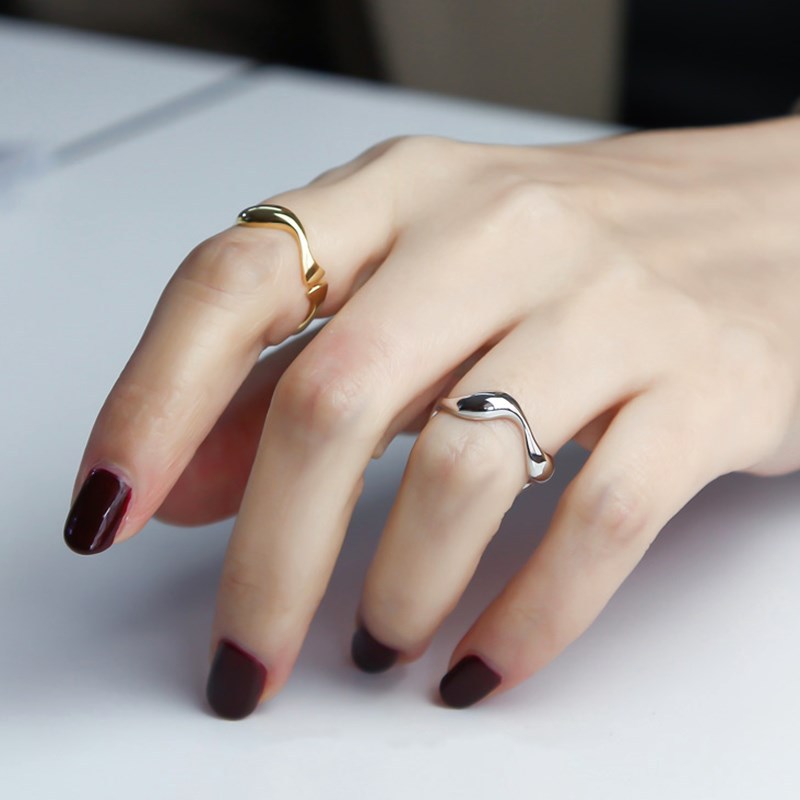 Women's Personality Design Curve Open Temperament Glossy Rings