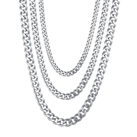 Men's Trend Six-sided Grinding Cuban Titanium Steel Necklaces