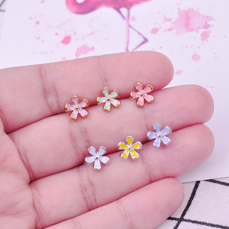 Flower Plum Female Set Stall Ornament Plastic Earrings