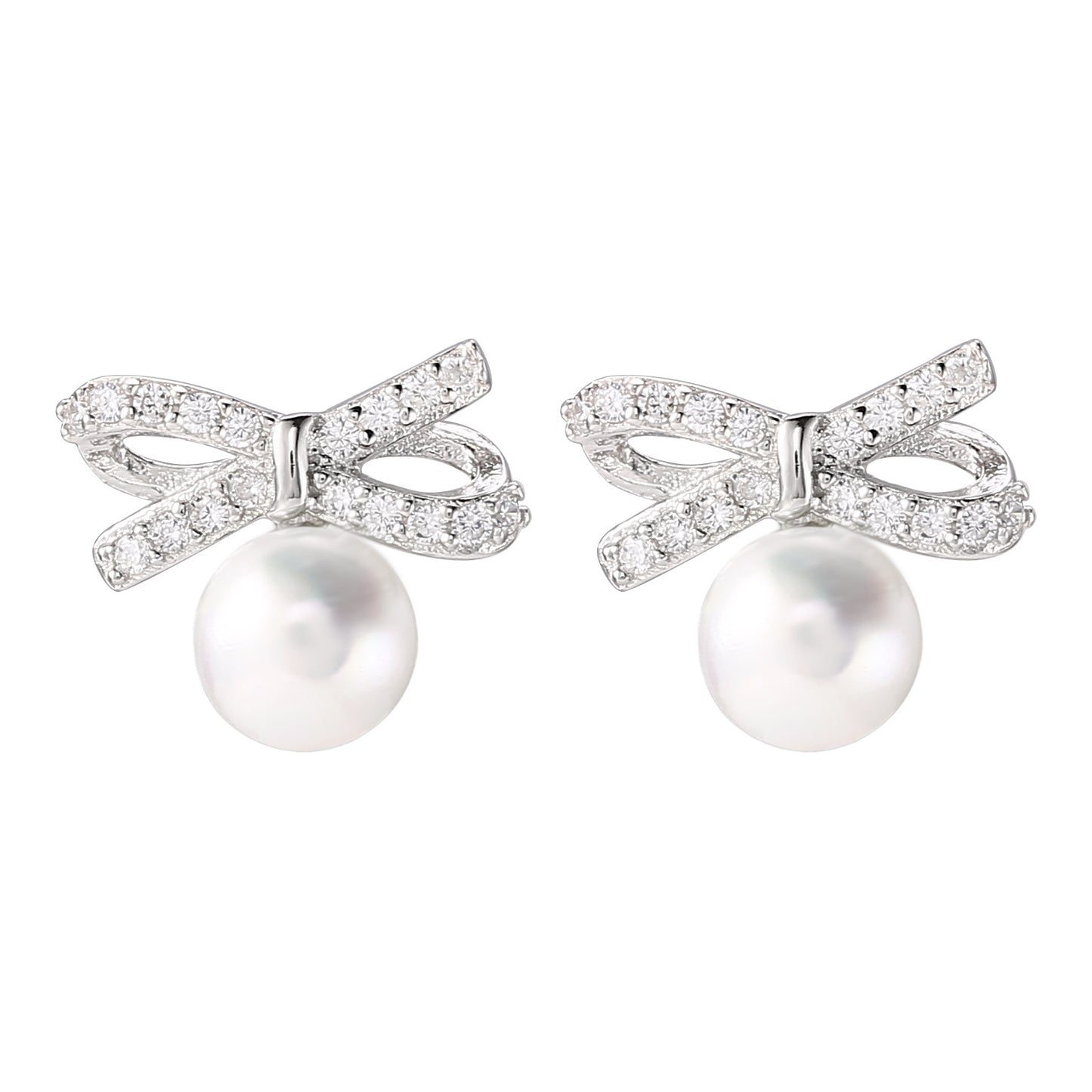 Sterling Sier Bow Pearl Female French Minority Earrings