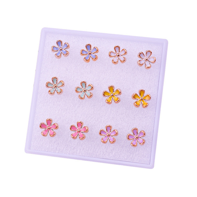 Flower Plum Female Set Stall Ornament Plastic Earrings