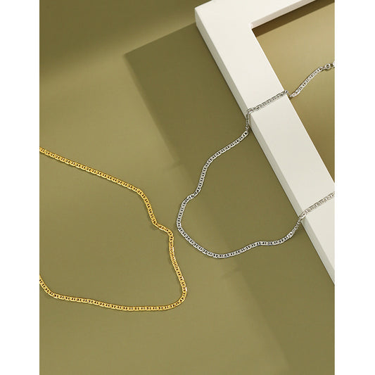 Women's Korean Flat Pig Nose Chain Sterling Necklaces