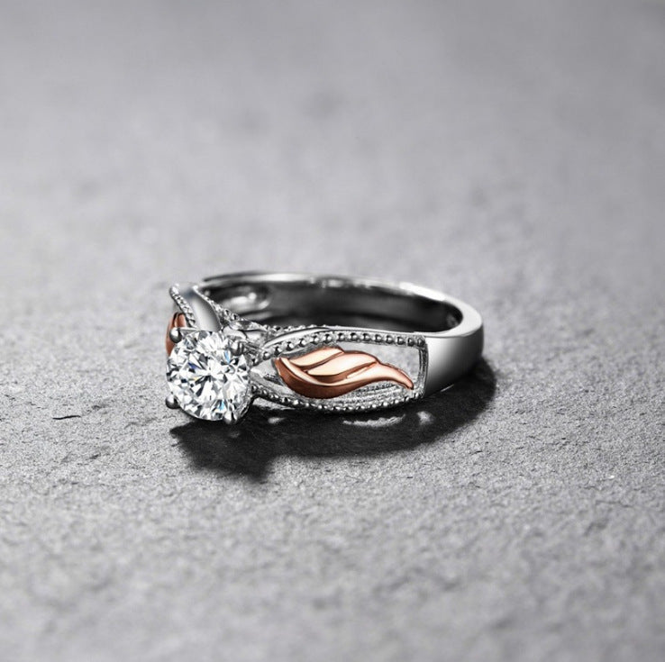 Zircon Ornament Angel Wings Creative Female Rings