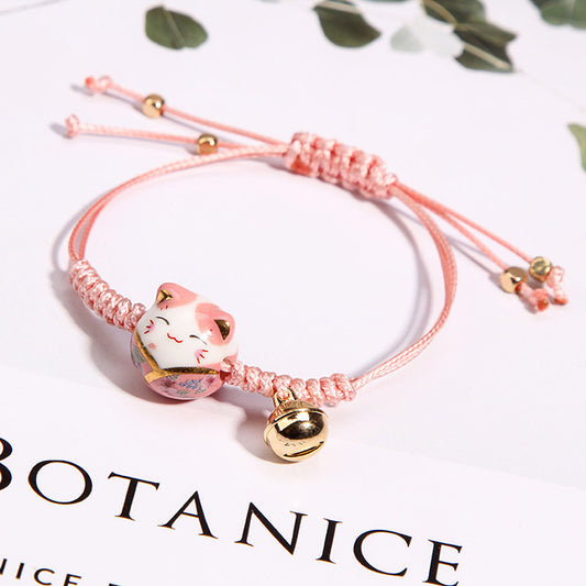 Cute Ceramic Lucky Cat Kitty Female Bracelets