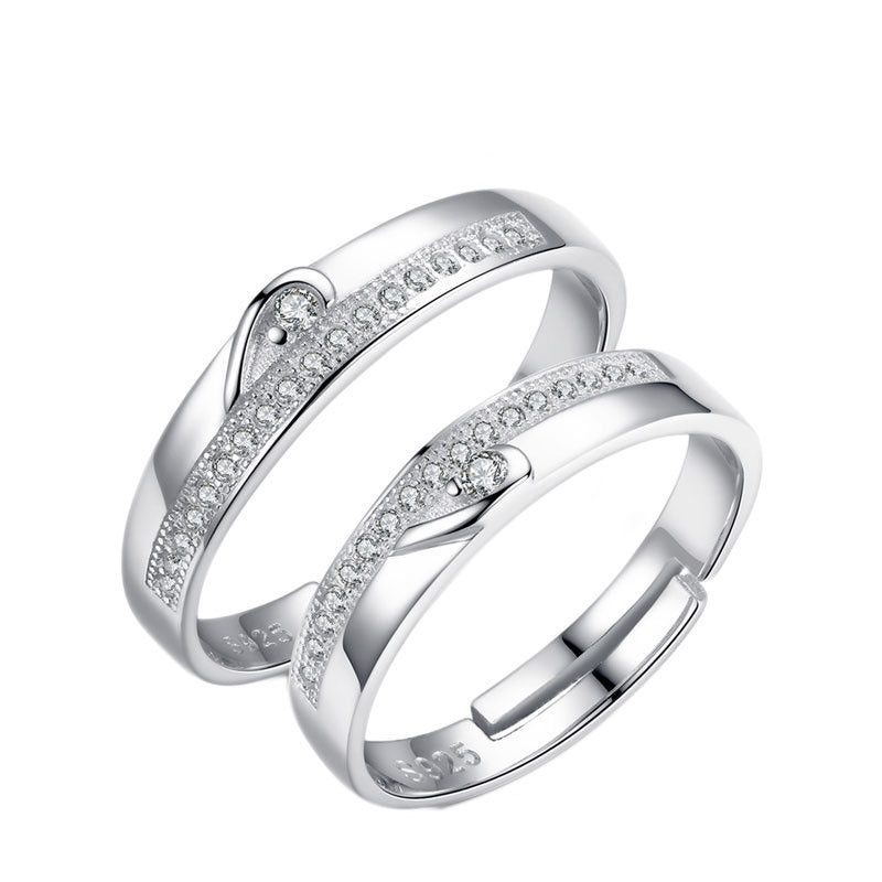 Women's & Men's Trend Couple Heart-to-heart Seal Open Engagement Rings
