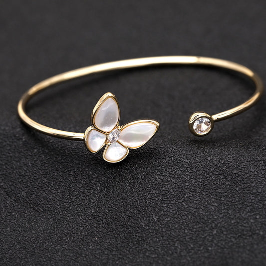 Personalized Simple Metal Design Opening Hand Shell Bracelet