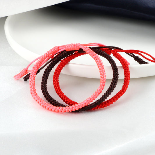 Women's & Men's Vintage Silk Carrying Strap Blessing Knot Wrist Diamond Bracelets