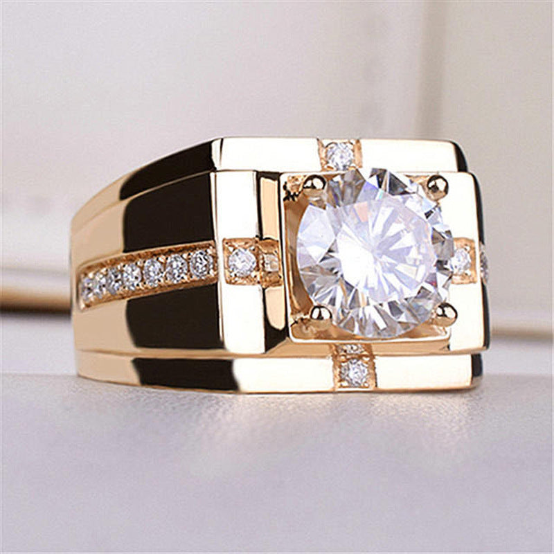 Men's Sterling Sier Domineering Simulation Diamond Personalized Opening Rings