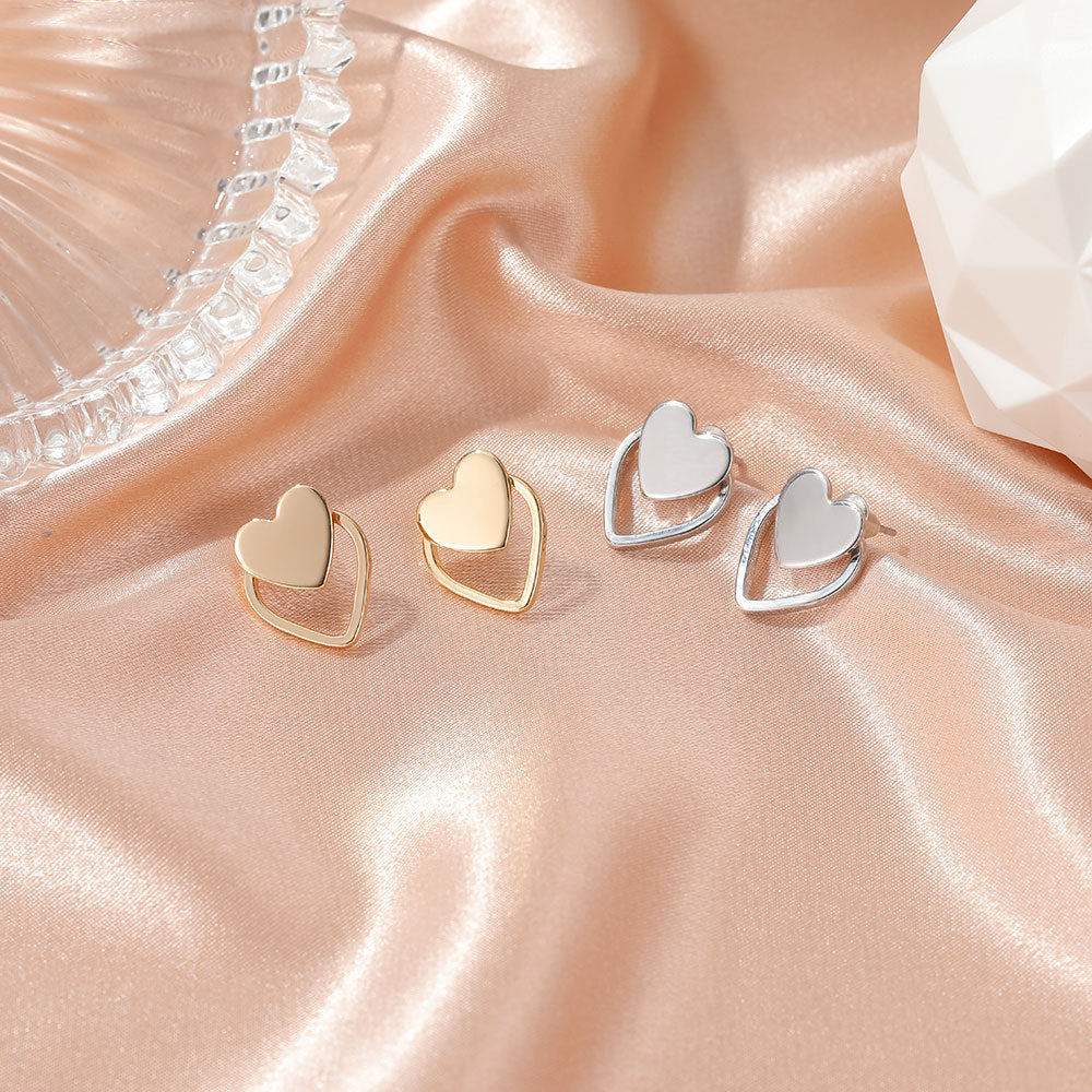 Double Layers Loving Heart Ear Cold Rings