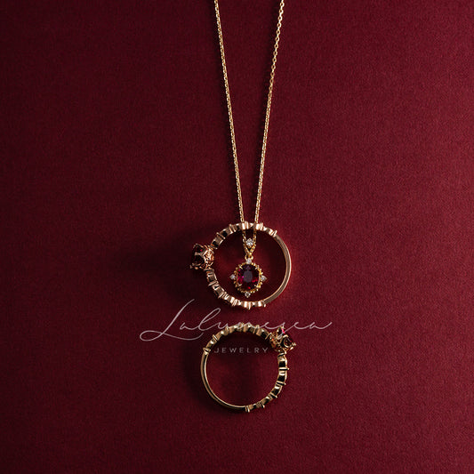 Sterling Sier Gold-plated Ruby Exquisite Retro Simple Necklaces