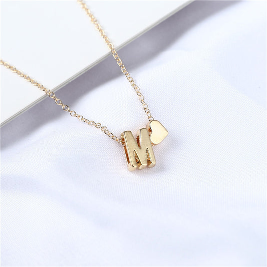 English Letter Simplicity Creative Heart Shaped Short Necklaces