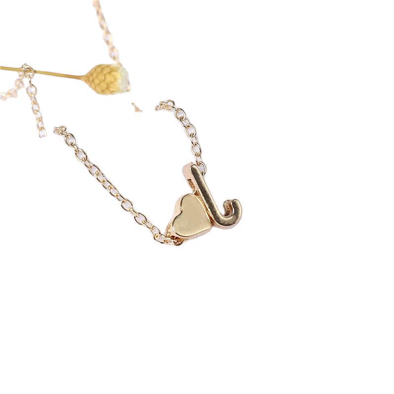 English Letter Simplicity Creative Heart Shaped Short Necklaces