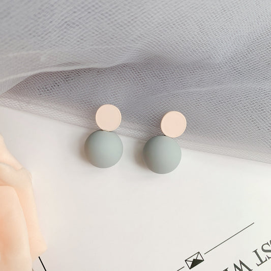 Sier Needle Simple Temperament Ball Female Fashion Earrings