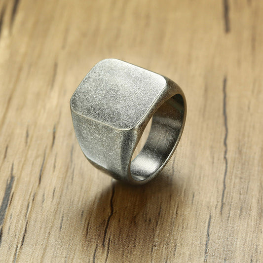 Men's Stainless Steel Simple Nude Square Titanium Rings