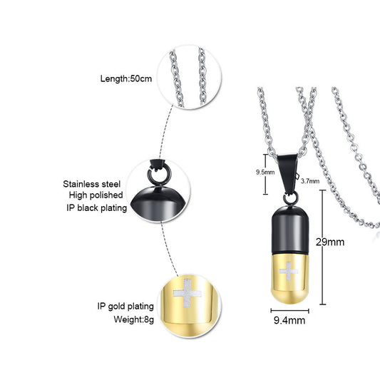 Steel Pill Perfume Bottle Neck Accessories Necklaces