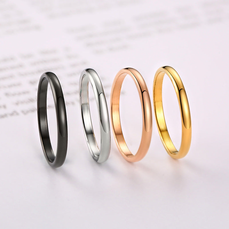 Women's & Men's Stainless Steel Couple Glossy Little Finger Rings