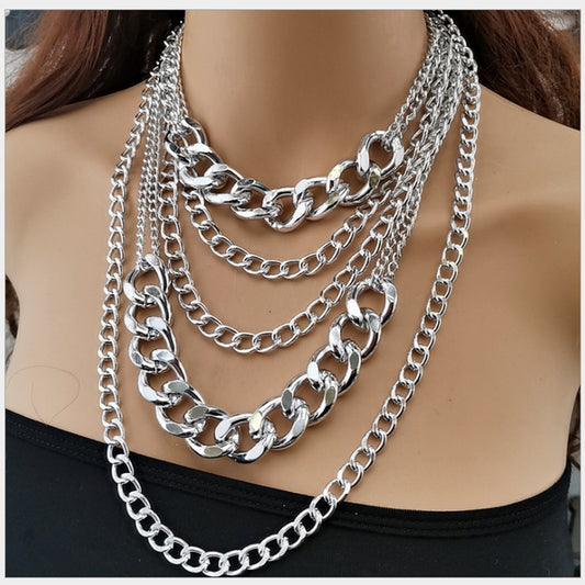 Women's Exaggerated Punk Hip Hop Fashion Thick Necklaces