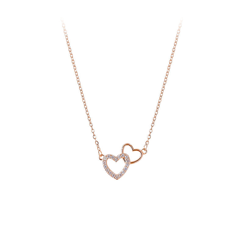 Vintage Peach Heart Female Love Heart-shaped Design Clavicle Chain Necklaces