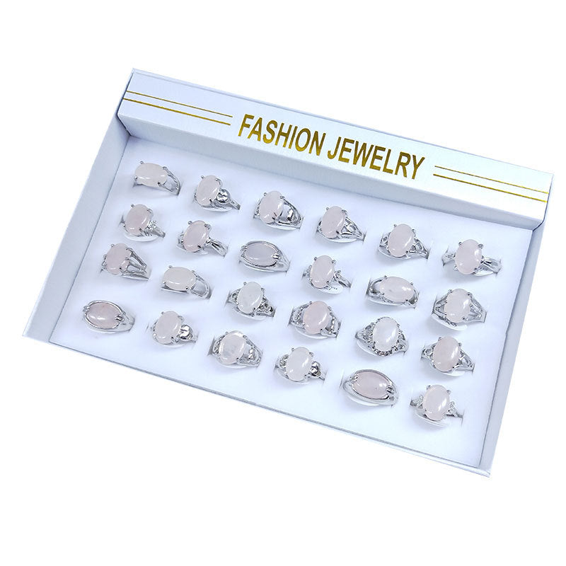 Natural Stone Pink Crystal Female Ornament Night Rings