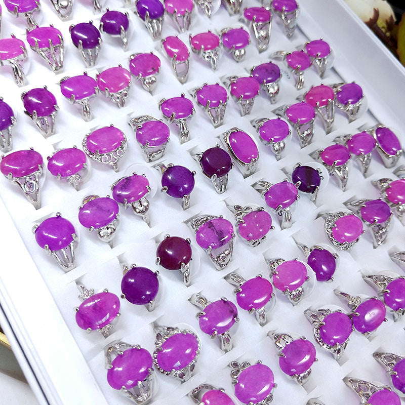 Natural Stone Pink Crystal Female Ornament Night Rings