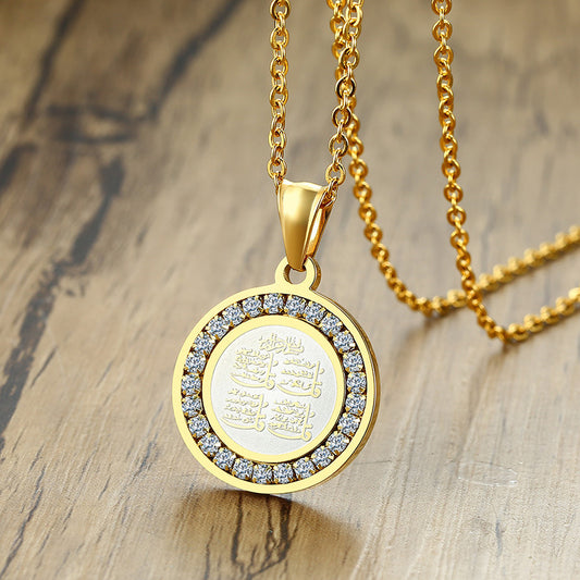 Men's Jewelry Stainless Steel Zircon Mantra Gold Necklaces