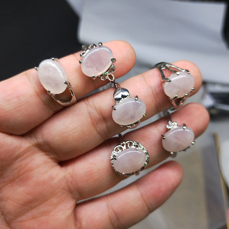 Natural Stone Pink Crystal Female Ornament Night Rings