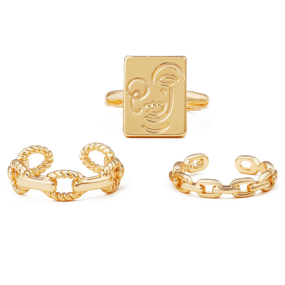 Smiley Twist Weave Female Index Finger Retro Rings