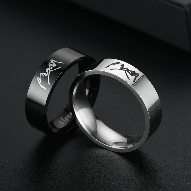 Titanium Steel Vintage Love Hand In Rings