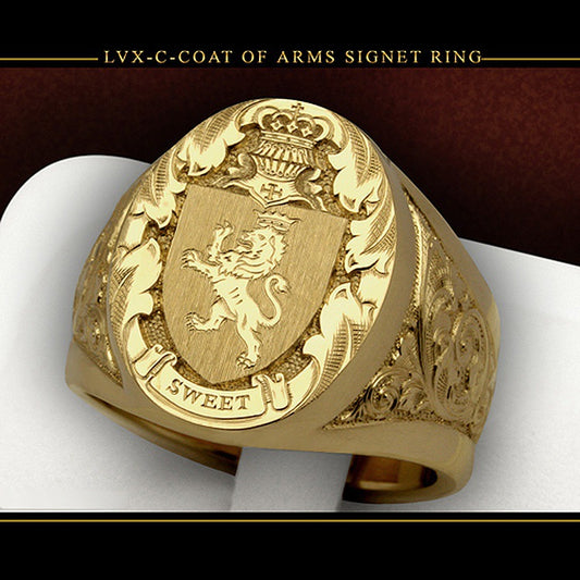 Lion Shield Badge Gold Plated Royal Rings