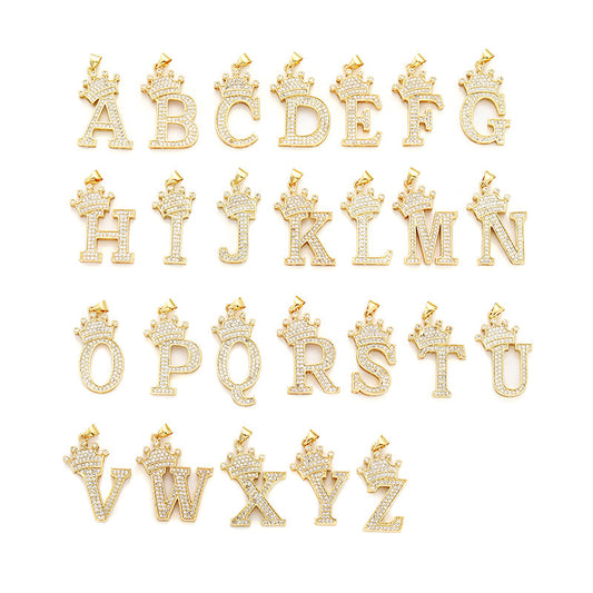 Women's Letters Fashion Crown Stainless Steel Zircon Necklaces