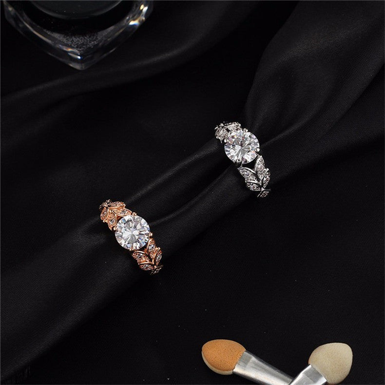 Women's Fashion Leaf Engagement Zircon Personalized Diamond Rings