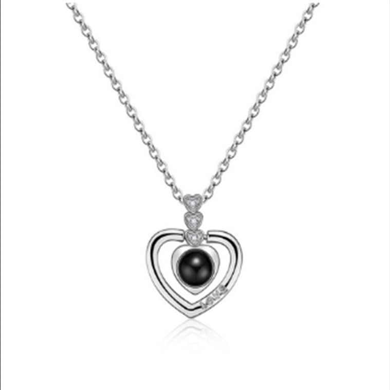 Love You Memory Projection Heart Female Necklaces