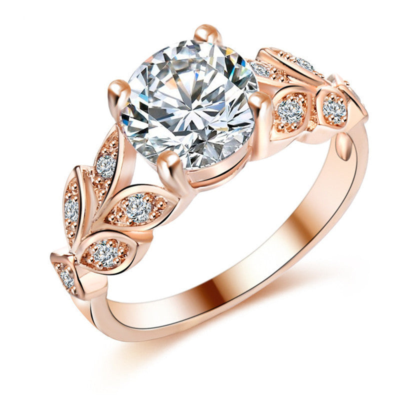 Women's Fashion Leaf Engagement Zircon Personalized Diamond Rings