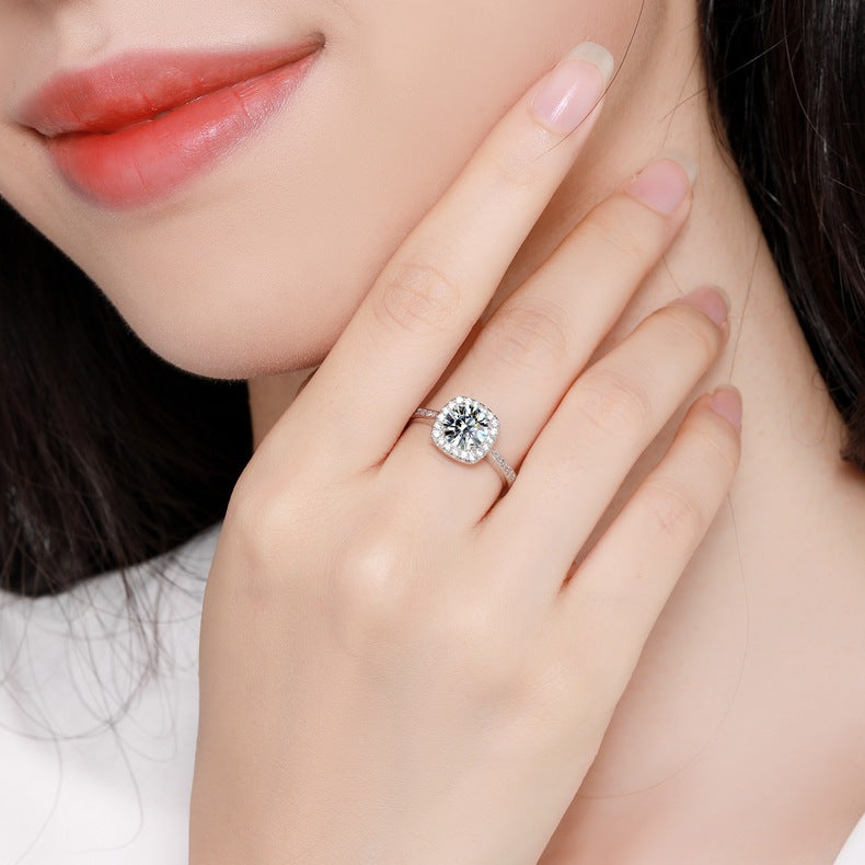Women's Classic Luxury Square Bag Moissanite Eardrop Rings