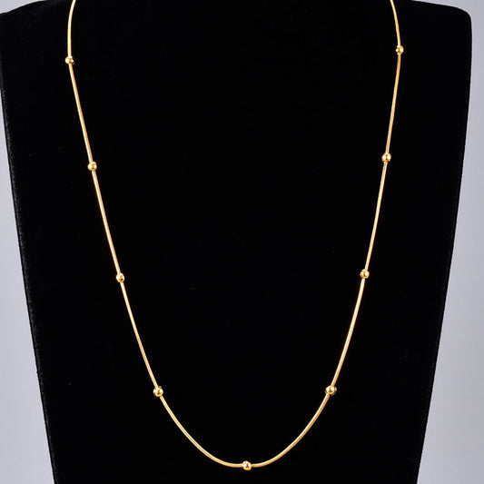 Women's Gold Beads Snake Short Chain Trendy Necklaces