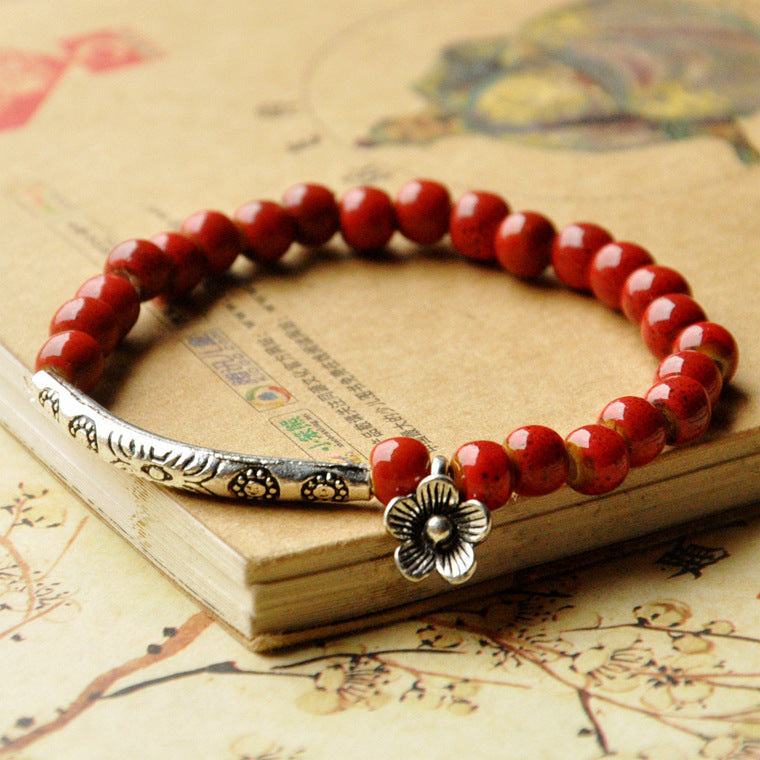 Ethnic Style Ceramic Accessories Jewellery Flower Glaze Bracelets