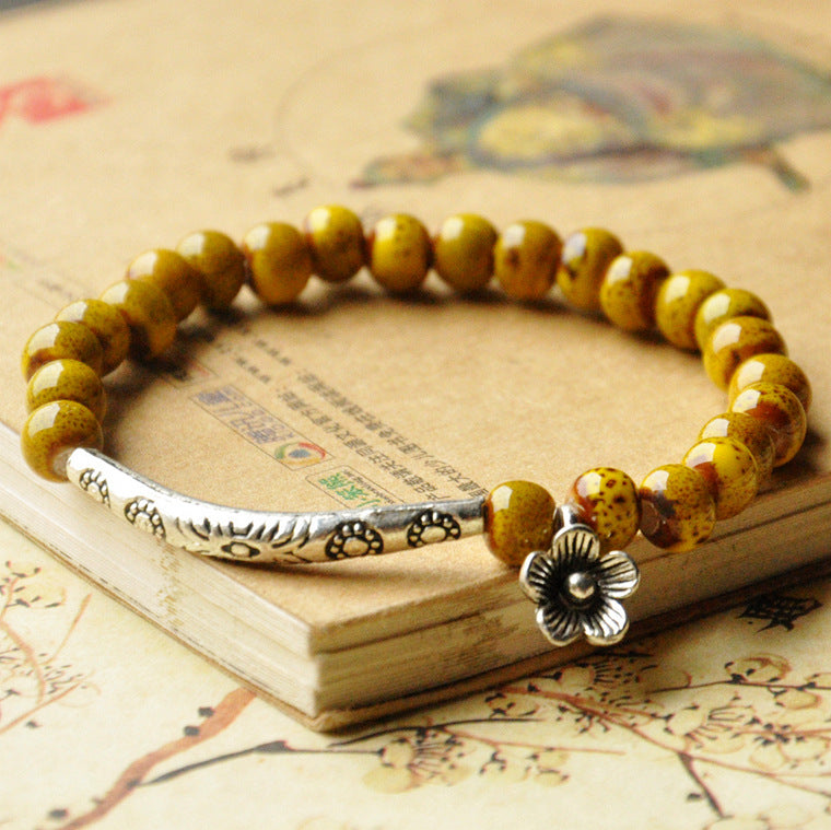 Ethnic Style Ceramic Accessories Jewellery Flower Glaze Bracelets