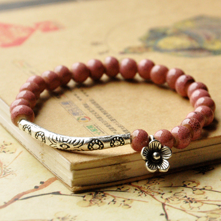 Ethnic Style Ceramic Accessories Jewellery Flower Glaze Bracelets