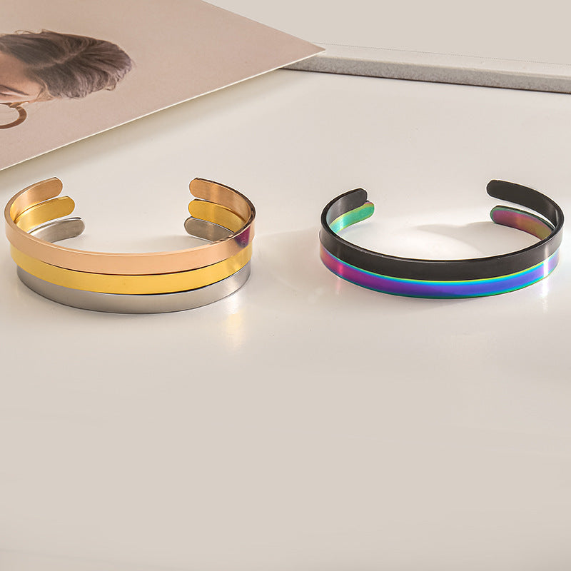 Women's Stainless Steel Type Open Adjustable Titanium Bracelets