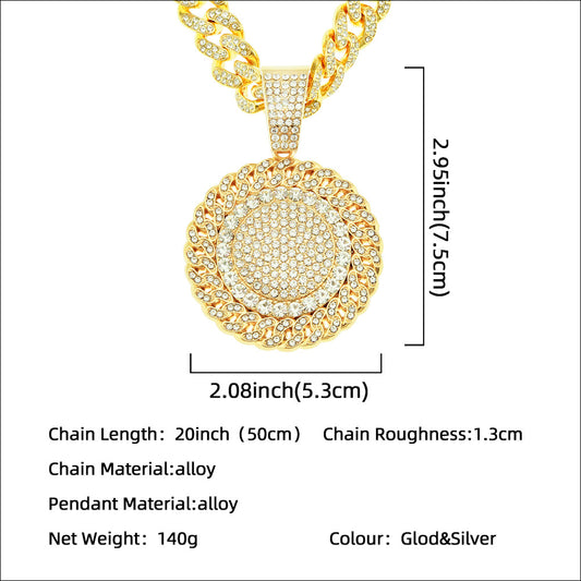 Men's Cuban Link Chain Outer Sunflower For Necklaces
