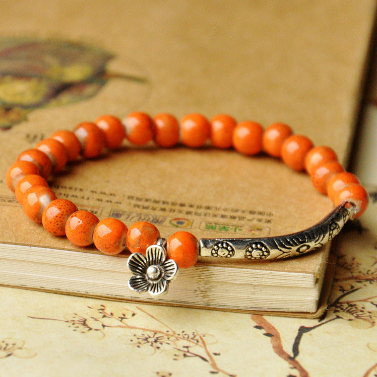 Ethnic Style Ceramic Accessories Jewellery Flower Glaze Bracelets