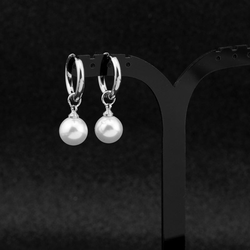 Imitation Pearl Stainless Steel Ear Clip Elegant Classic Do Earrings