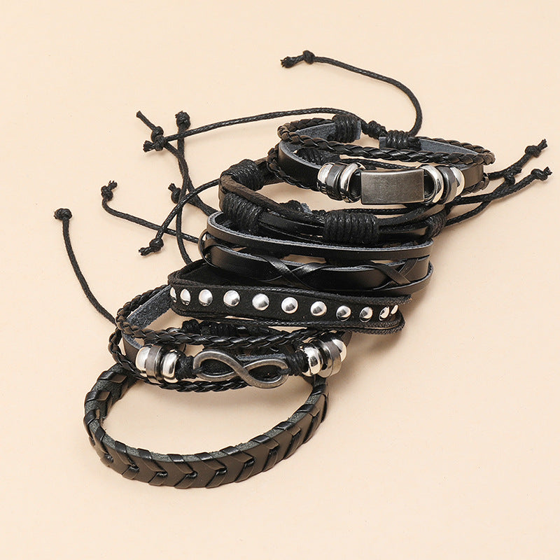 Creative Popular Rock Combination Cattle Leather Simple Bracelet