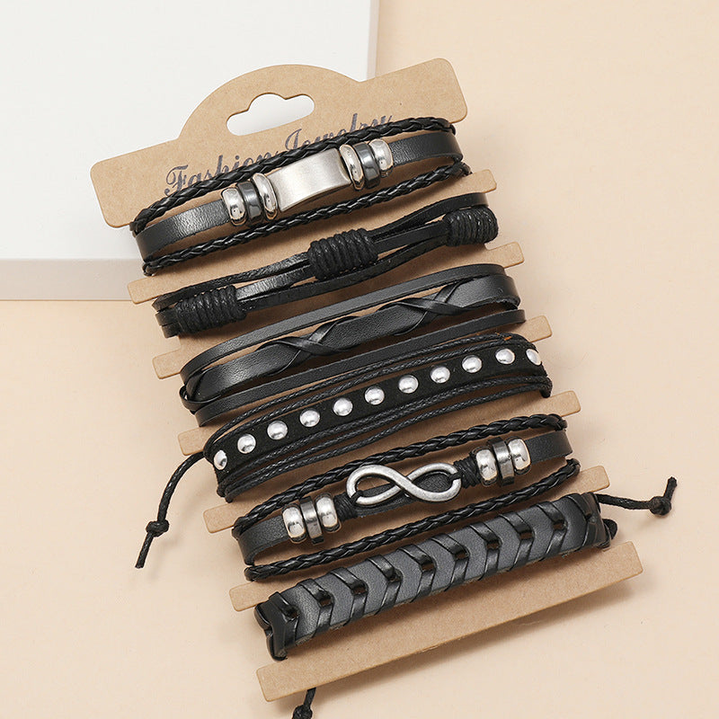 Creative Popular Rock Combination Cattle Leather Simple Bracelet