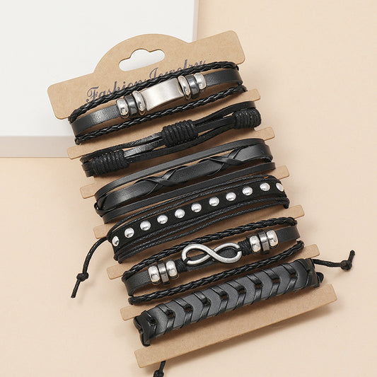 Creative Popular Rock Combination Cattle Leather Simple Bracelet