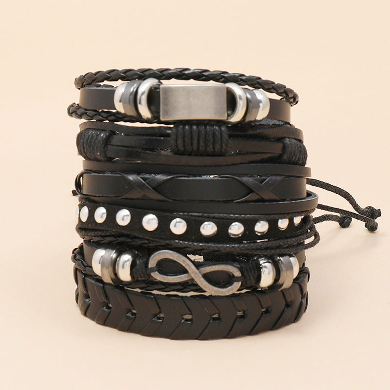 Creative Popular Rock Combination Cattle Leather Simple Bracelet